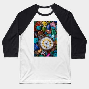 Old Pocket Watch On Polished Stones Baseball T-Shirt